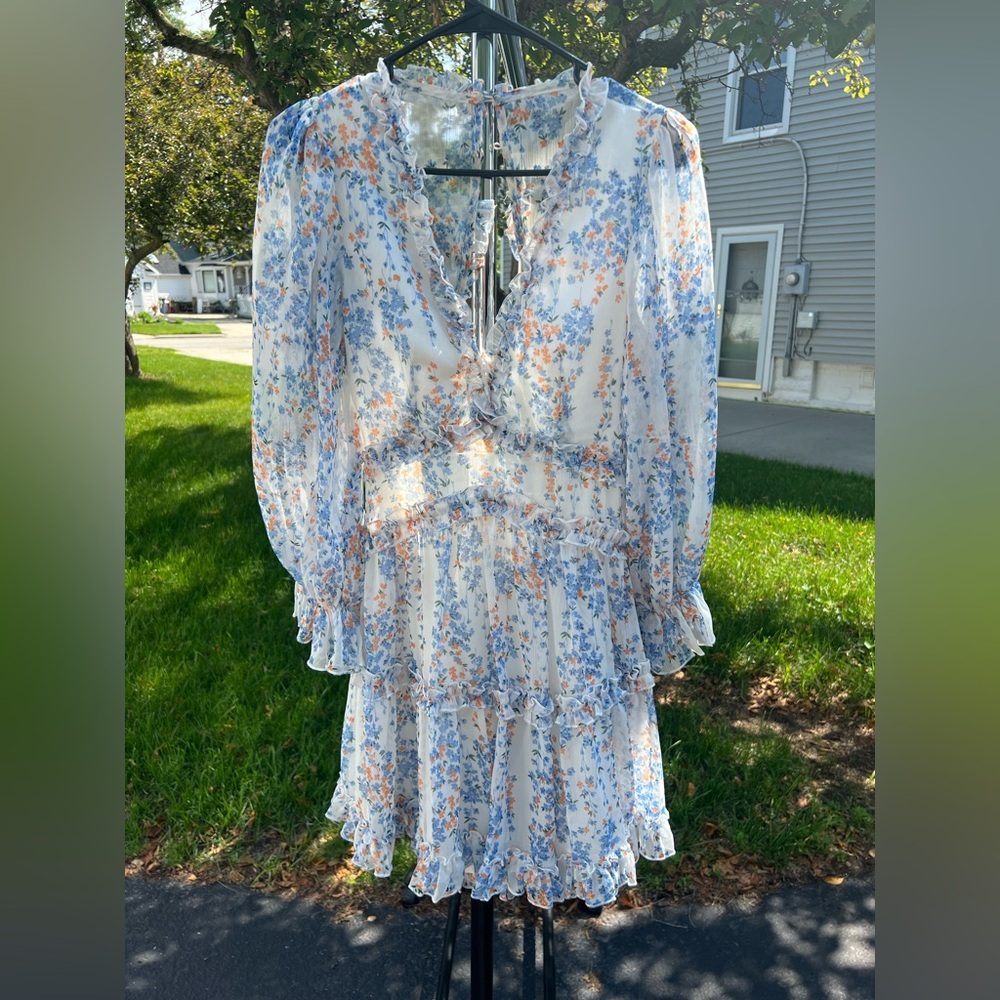 Floral Ruffle Chiffon Mini Dress – Size S